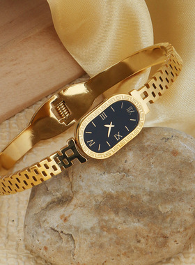 轻奢金色椭圆小表盘手镯