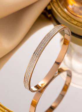 日韩新款高级感三排钻钛钢手镯女
