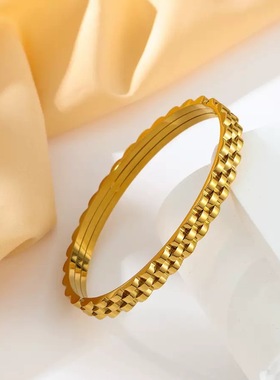 2025跨境爆款高级感黄金色手镯