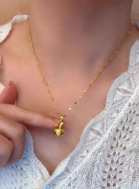 轻奢小众原创金色苹果钛钢锁骨链