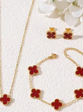 2025跨境热销镭射四叶草轻者项链