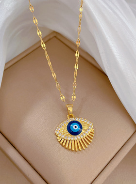 新款轻奢小众恶魔之眼金色锁骨链