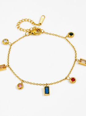 小众设计款多巴胺彩色锆石项链