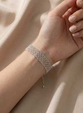 杭潮925银镂空蕾丝手链女意大利中古vintage百搭小众气质轻奢手饰