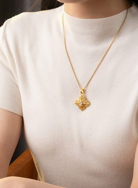 老铺同款十字满钻金刚杵吊坠项链