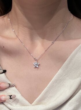 杭潮【幸运星】项链999纯银锁骨链女星星情人节生日礼物送女友