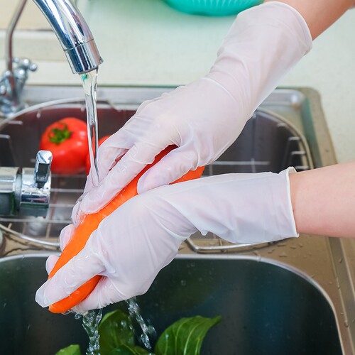 拓丰一次性加厚加长白色耐油耐用型丁腈乳胶橡胶家用清洁丁晴手套 - 图0