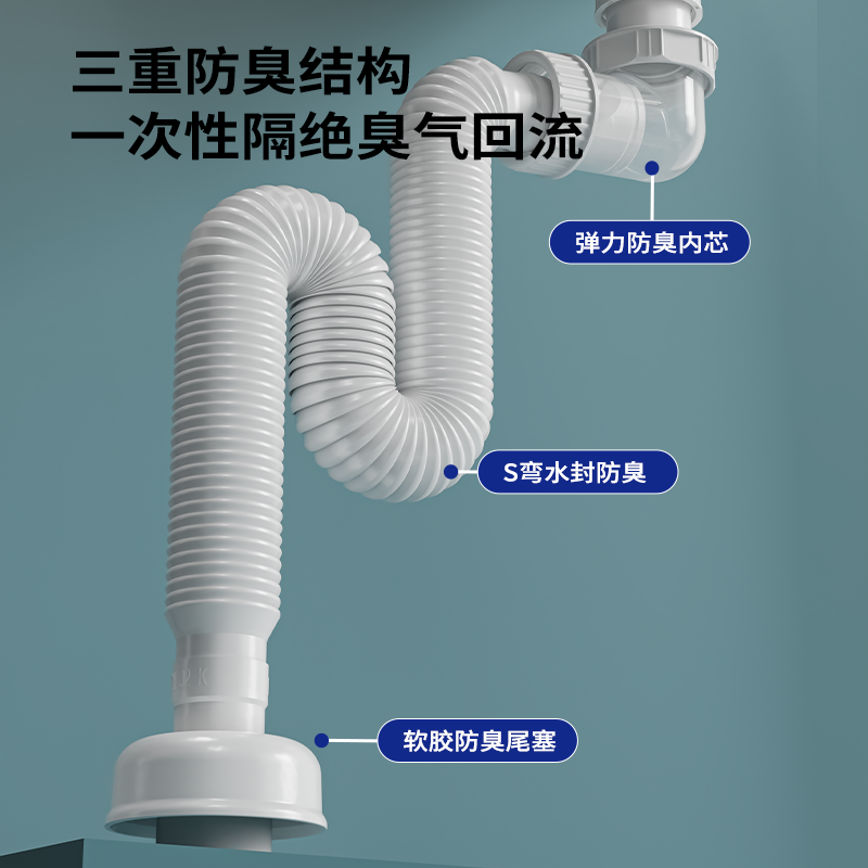 JOMOO卫浴墙排洗脸盆防臭下水管台盆面盆手池排水管道下水器配件,淘宝优惠券,粉丝福利购,淘宝优惠卷