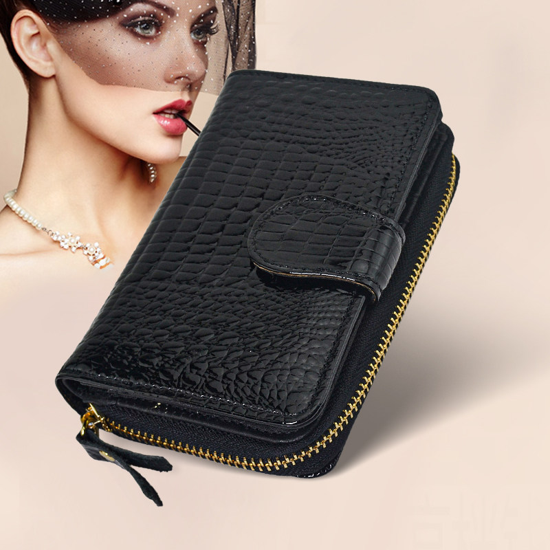 皮夹时尚真皮中短款鳄鱼纹牛皮多卡位大钞钱包二合一零钱包多功能,淘宝优惠券,粉丝福利购,淘宝优惠卷