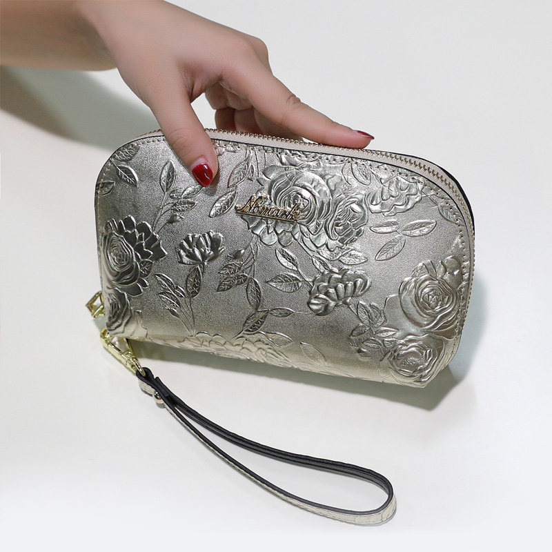 真皮贝壳女洋气2023新款压花零钱包 草木生箱包女士包袋