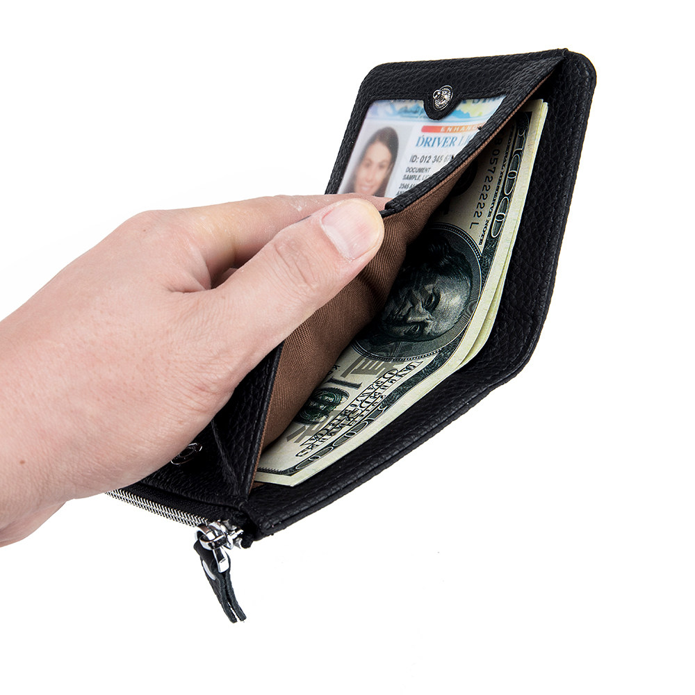 2025新款搭扣钱夹防消磁防盗刷零钱袋卡包一体潮真皮折叠短款钱包,淘宝优惠券,粉丝福利购,淘宝优惠卷