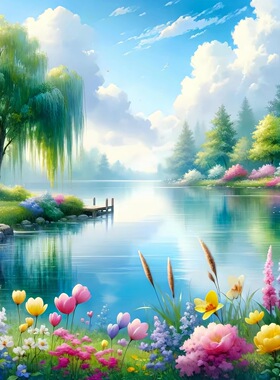 唯美山水风景自粘防水装饰贴画
