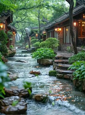 爆款烟雨江南风景图治愈系海报防水遮丑装饰自粘贴客厅卧室玄关处