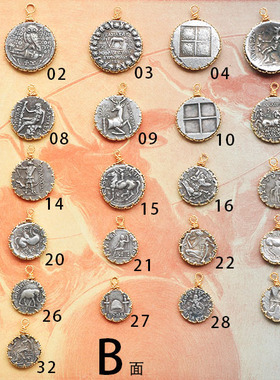 欧美希腊浮雕人像硬币吊坠定制