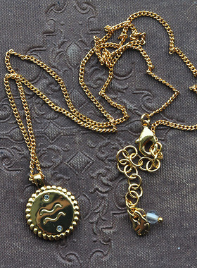 欧美星座真金ins复古浮雕项链