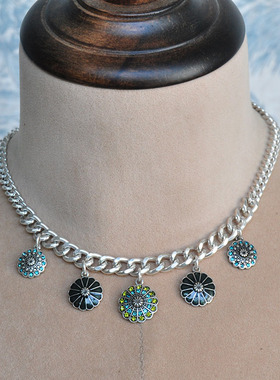 欧美丹麦古典彩色宝石项链