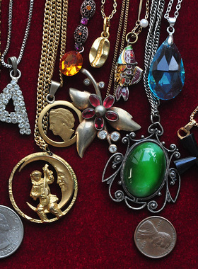 欧洲古董vintage水晶进口情侣坠