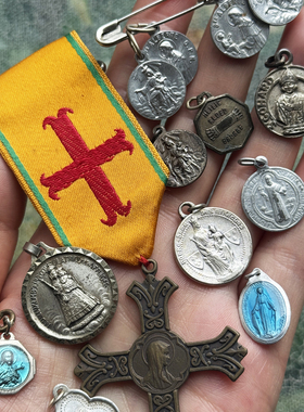 古董人物牌币十字型古典吊坠欧洲