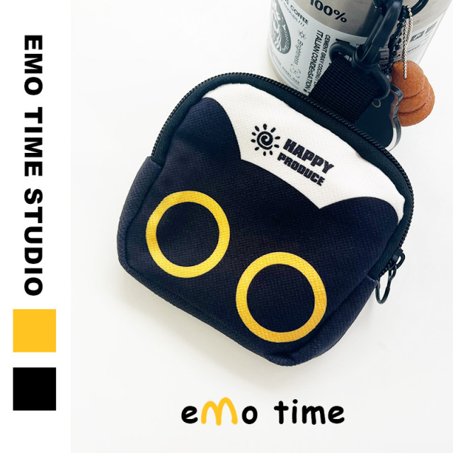 Emo ຕົ້ນສະບັບນ້ອຍສີດໍາ cat ຖົງພົກພາ coin purse portable students all-match trendy brand headphones sundries shopping bag