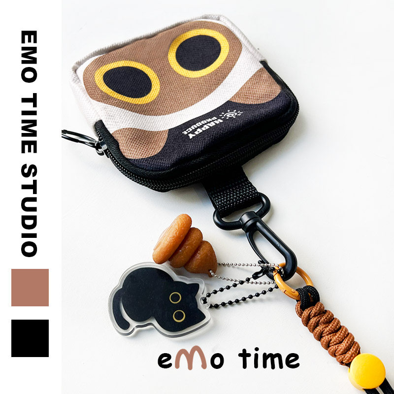 emo原创暹罗猫随身袋零钱包便携学生百搭潮牌耳机杂物逛街收纳包 - 图1