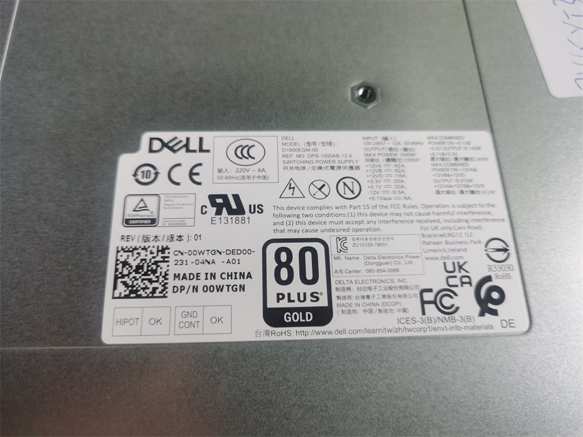 全新Dell T3650工作站电源外星人电源D1000EGM-00 0WTGN 1000W - 图0