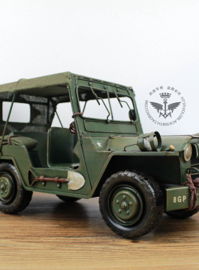 威利斯吉普车顶篷版模型1:12兵人手办动漫场景咖啡店餐厅家居摆件