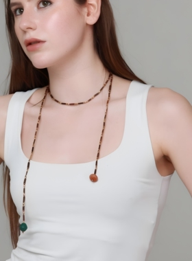 TOVE波西米亚风黄铜琉璃串珠项链