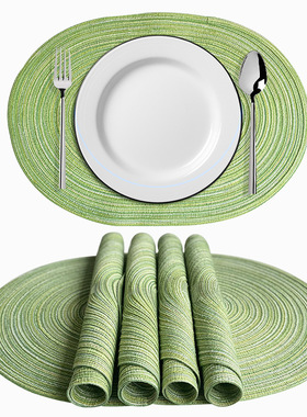 棉纱椭圆餐垫日式苎麻隔热垫
