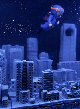 小鱼缸斗鱼e水族箱造景装饰品摆件城市房屋建筑楼群模型沉水全套