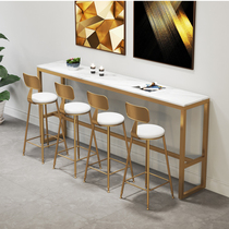 Nordic Minimalist Bar Table Golden Iron Art Bar Chair Ins Milk Tea Shop Home With Marble Bar Table and chairs