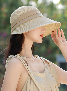 草帽女2025夏编织镂空透气遮太阳