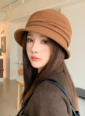 秋冬羊毛呢保暖遮阳显脸小渔夫帽