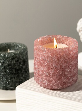 情侣家庭茶室适用晶石香薰蜡烛杯圣诞节伴手家居摆件无烟香薰蜡烛