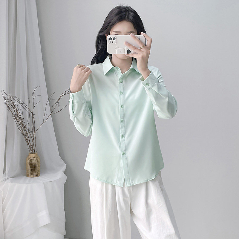 2025春秋韩版新款纯色气质衬衫女式流行时尚长袖洋气休闲大码女装,淘宝优惠券,粉丝福利购,淘宝优惠卷