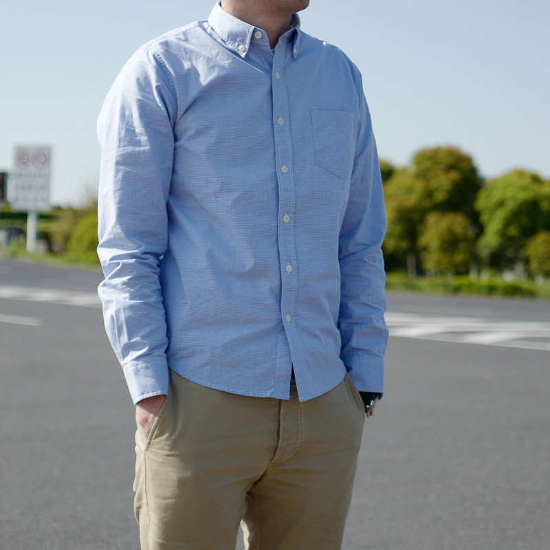 BF帅气小清新蓝白细格子衬衫男长袖高支纯棉修身青年商务休闲衬衣,淘宝优惠券,粉丝福利购,淘宝优惠卷