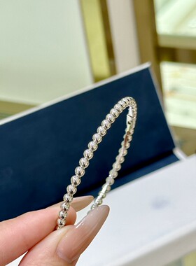 纯银光珠手镯高级珠宝叠戴窄版手环通体925首饰白富美配饰简约