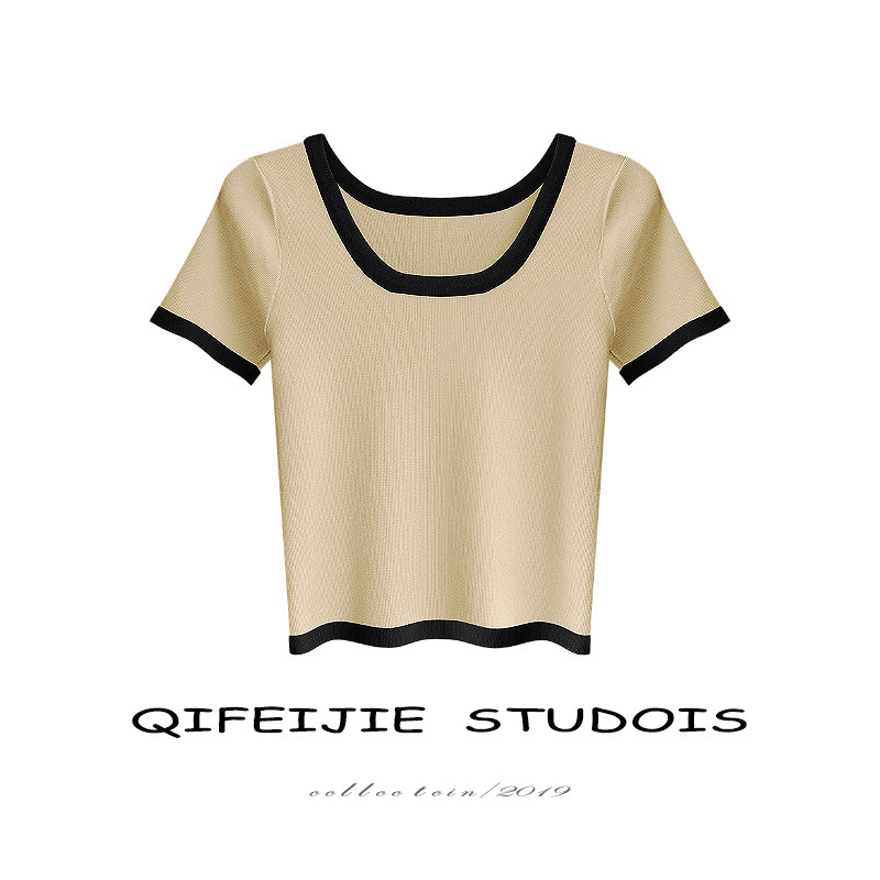 韩版ins复古冰丝针织女夏打底衫 绮菲婕T恤