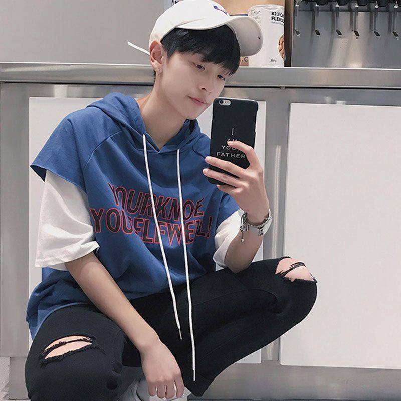 夏季潮流嘻哈连帽衫男士宽松t恤 2020 文艺潮店T恤