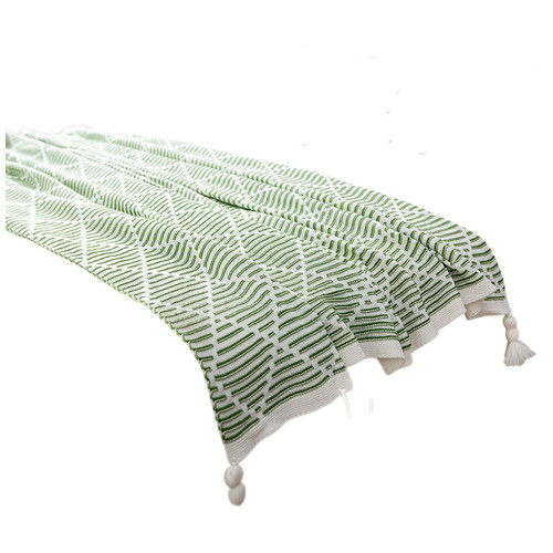 床尾巾奶油风网红酒店床旗针织流苏高档民宿简约床盖新中式搭巾 - 图3