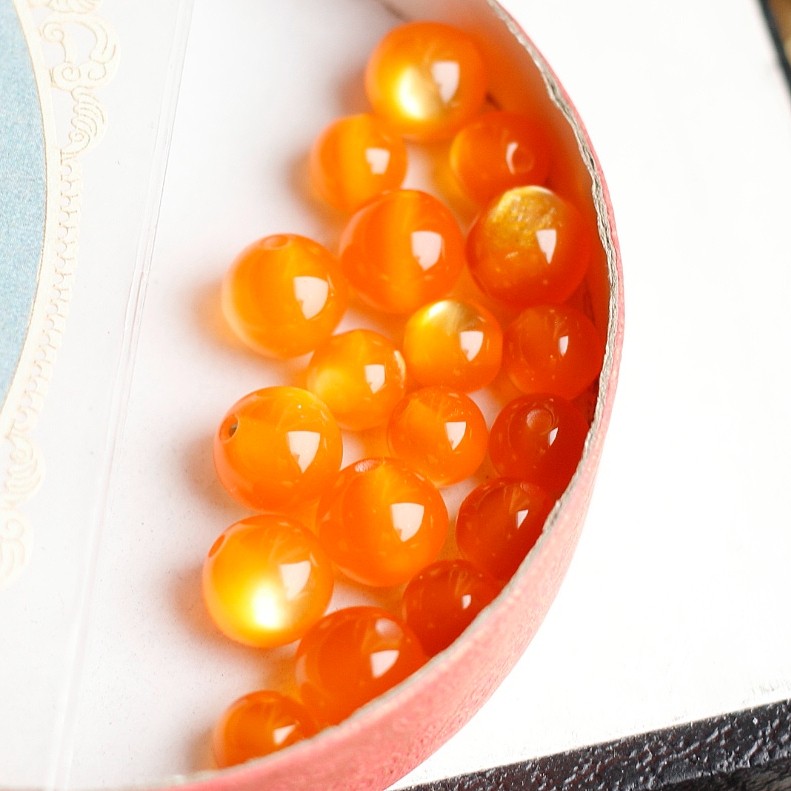 欧美意大利高亮黄橘色调月光猫眼法国树脂散珠串珠通孔圆珠8/10mm,淘宝优惠券,粉丝福利购,淘宝优惠卷