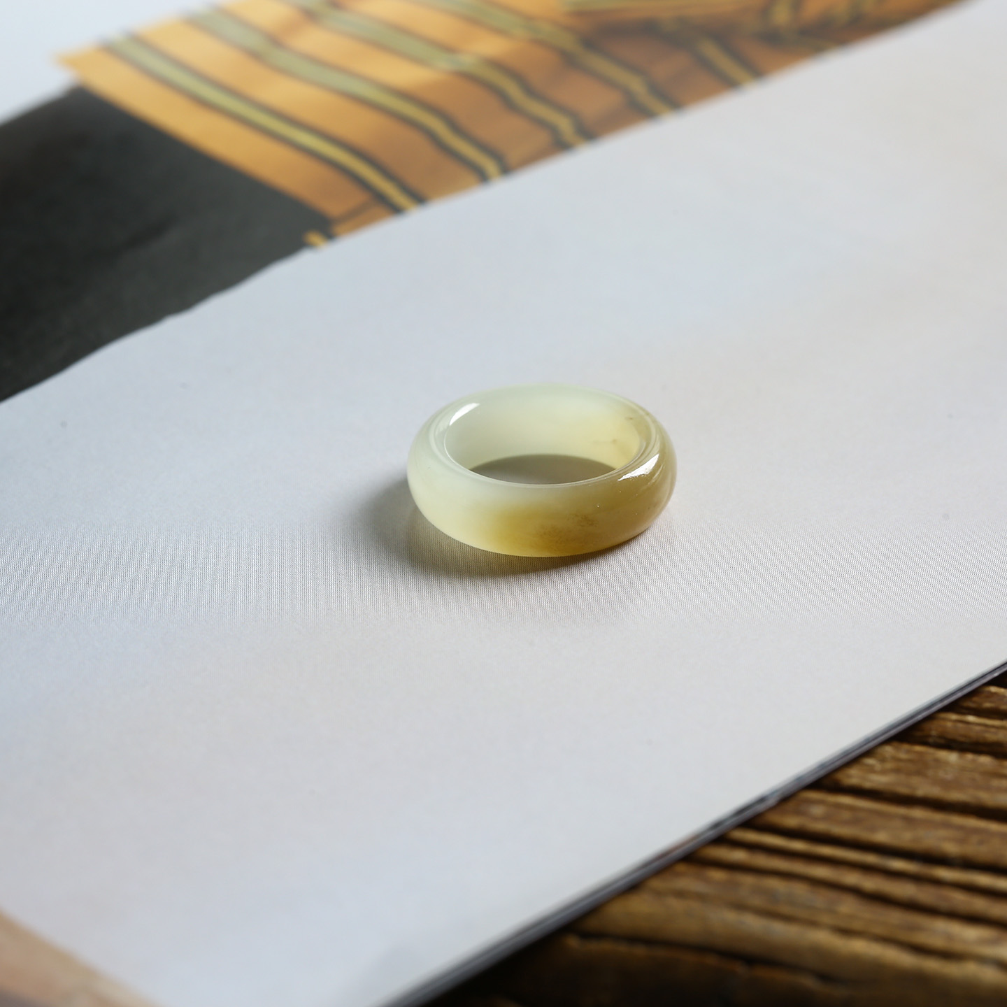 8号戒指 新疆和田玉糖料糖玉小尺码圆弧素圈指环 尾戒 1108 - 图0