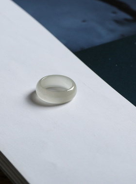 2号戒指 和田玉烟紫小尺码圆弧素圈指环 尾戒 2893