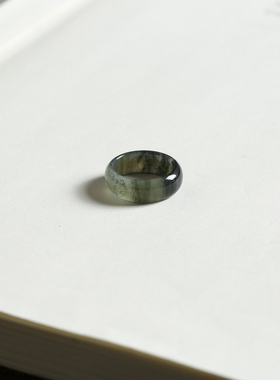 5号戒指 新疆和田玉青花小尺码薄款圆弧素圈指环 尾戒 2344