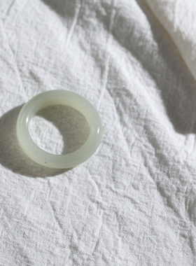 32号戒指 新疆和田玉青白点墨青花大尺码指环 4283