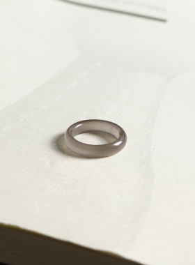 7号戒指 和田玉烟紫窄条小尺码素圈指环 尾戒 4567