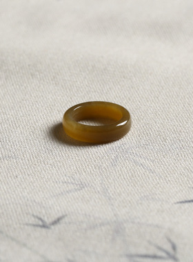 10号戒指 和田玉糖料糖玉泥鳅背圆弧素圈指环 3247