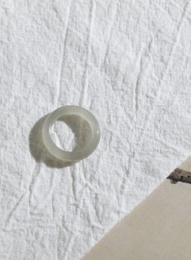 11号戒指 和田玉烟紫圆弧素圈指环 6987