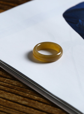 11号戒指 和田玉糖料糖玉泥鳅背圆弧素圈指环 539