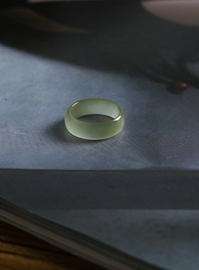 4号戒指 和田玉晴水青白超薄款小尺码圆弧素圈指环 尾戒 2870