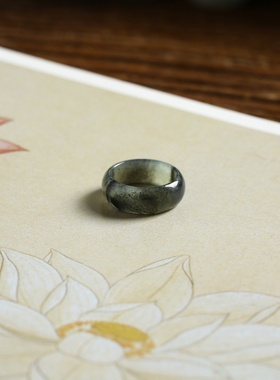 5号戒指 新疆和田玉青花小尺码圆弧素圈指环 尾戒 2600